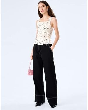 OMNES Tops Rain Satin Top With Peplum Frill - White