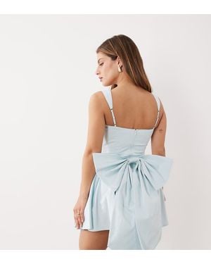 TFNC London Vestido Corto Plisado Estilo Corsé Con Lazo En La Espalda De - Azul