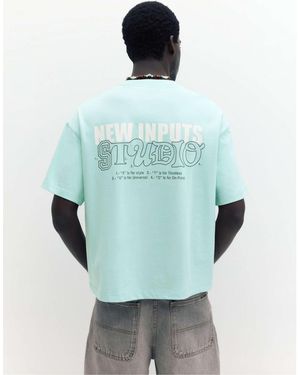 Pull&Bear – stwd studio – t-shirt - Blau