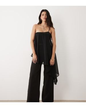Kaiia Exclusive High Waisted Tailored Wide Leg Trousers Co-Ord - Black