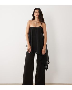 Kaiia Pantalones De Traje Anchos De Talle Alto En, Conjunto Exclusivo - Negro