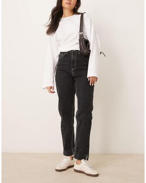 ASOS Vaqueros Mom Lavado Con Pespuntes En Contraste De - Neutro
