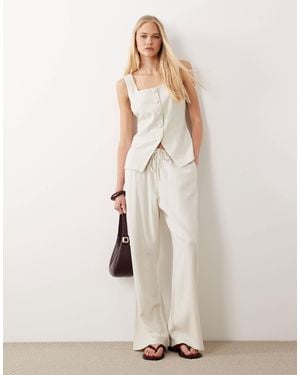 Miss Selfridge Linen Look Pull On Trouser - Natural