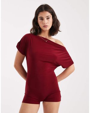 Miss Selfridge Off The Shoulder Playsuit - Red