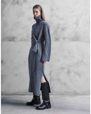 Pretty Lavish Knit Midi Dress - Gray