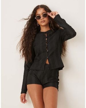 ASOS Co-ord Textured Button Through Cardigan - Black