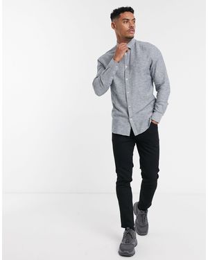Only & Sons Slim Fit Linen Shirt - Grey