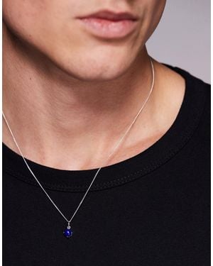ASOS Sterling Semi-precious Lapis Pendant - Black