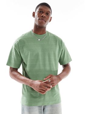 New Look T-shirt texturé à rayures ton sur ton - Vert