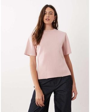 Mango Compact Knit T-shirt - Pink