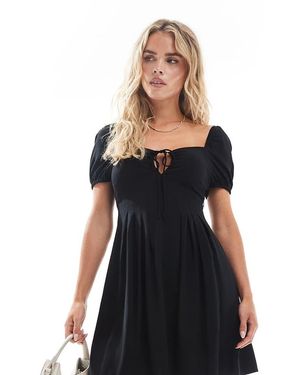 Vero Moda Puff Sleeve Smock Mini Dress - Black