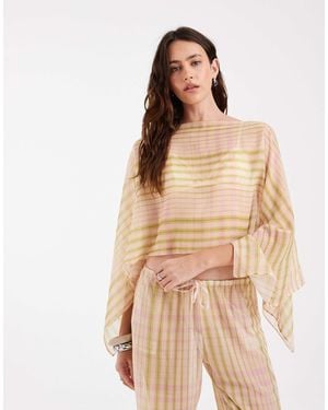 ASOS Chiffon Sheer Cape Gingham - Natural