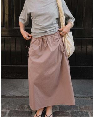NA-KD X Charlotte Olivia Drawstring Detail Maxi Skirt - Pink