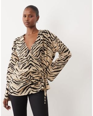 ASOS Crinkle Tie Front Cover Up - Metallic