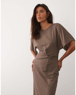 Mango T-shirt Dress With Twist Detail - Brown
