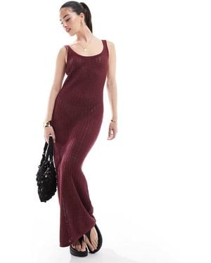 4th & Reckless Gehaakte Maxi Strandjurk Met Lage Ronde Hals - Paars