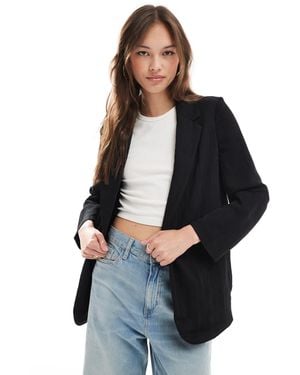 Stradivarius Crinkle Blazer - Black