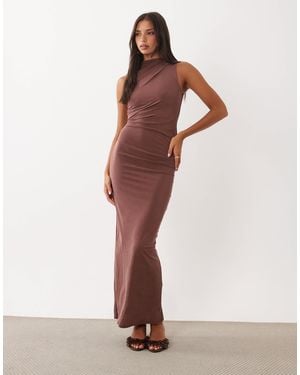 ASOS Maxikleid mit hohem ausschnitt und drapierung, ärmellos, - Rot