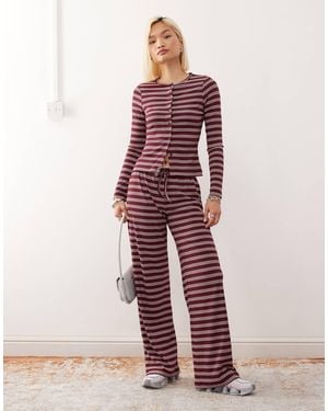 Collusion Relaxed Rib Pants - Red