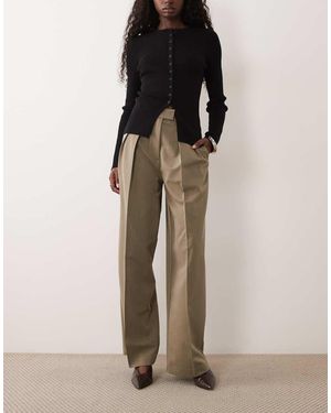ASOS Tailored Wide Leg Trousers With Pleat Detail - Brown