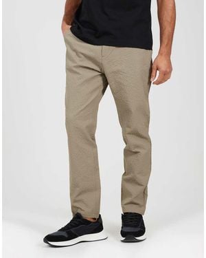 Brave Soul Straight Leg Seersucker Trousers - Natural
