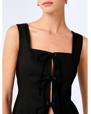 OMNES Blouses/Shirts Oprah Square Neck Sleeveless Linen Top - Black