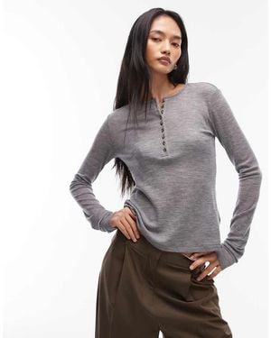 & Other Stories Soft Knitted Henley Top - Grey