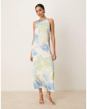 Vila Satin High Neck Maxi Dress - Natural