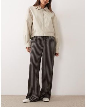 New Look Drawstring Waist Wide Leg Trousers - Natural