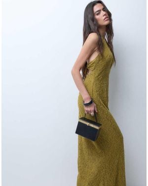 ASOS Maxi Jurk Van Kant Met Diepe V-Hals - Wit