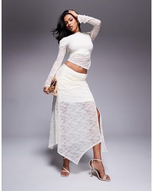 Forever New Asymmetric Lace Maxi Skirt - Grey