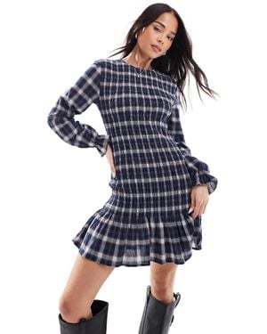Stradivarius Crinkle Mini Dress - Blue