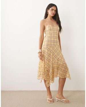 Mango Handkerchief Hem Strappy Midi Dress - Natural
