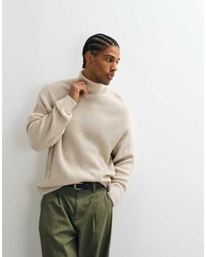 JJ Rebel Roll Neck Ribbed Jumper - Natural