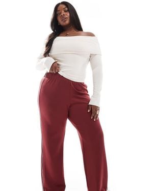 ONLY Wide Leg Trousers With Contrast Piping - Red