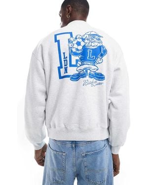 Cotton On Cotton On Box Fit Crewneck With London Graphic - Blue