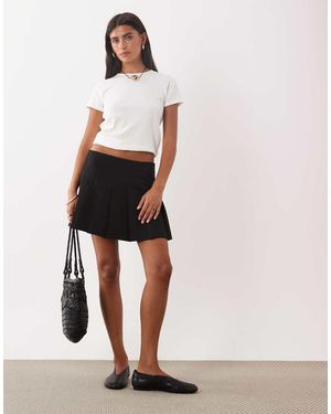 ASOS Minigonna Sartoriale Nera A Pieghe - Bianco