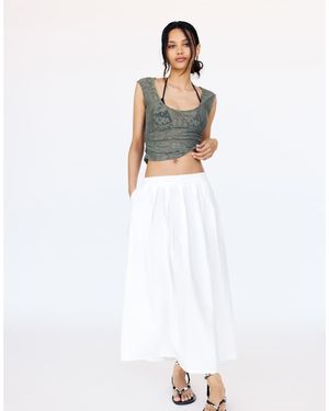 Pull&Bear Midirok Met Ruches - Wit