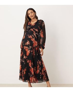 ASOS Asos Design Maternity Wrap Pleated Midi Dress - Multicolour