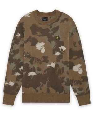 Lyle & Scott Mid Knits Animal Print Jacquard Jumper - Green
