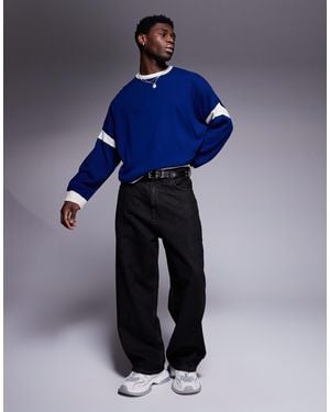 ASOS Super Oversized Boxy Crew Neck Knitted Jumper - Blue