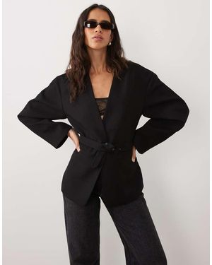 ASOS Americana Entallada Con Cintura Marcada En - Negro