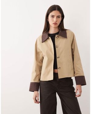 Vila Cord Trim Barn Jacket - Natural