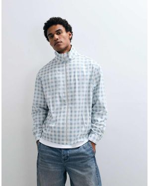 ASOS Boxy Oversized Zip Through Funnel Neck Jacket - Blue