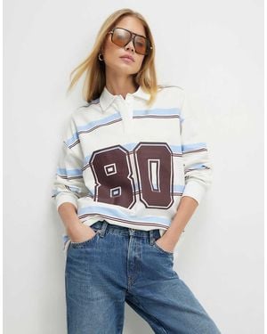 River Island Long Sleeve Stripe Number Sweatshirt - White