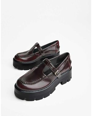 Bershka Chunky Sole Loafers With Strap - White