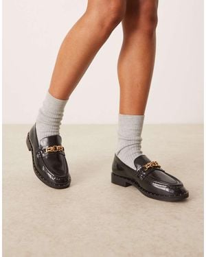 ASOS Ministry Premium Chain Detail Loafers - Black