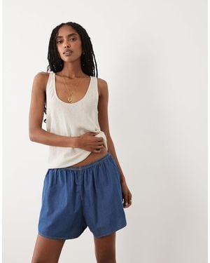 ARKET Short en jean à enfiler - moyen délavé - Bleu