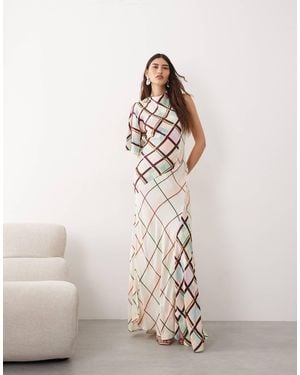 ARRANGE Cowl Neck Asymmetric Maxi Dress - Natural