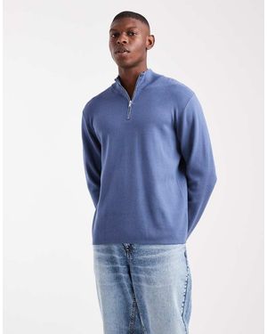 New Look 1/4 Zip Premium Knit Jumper - Blue